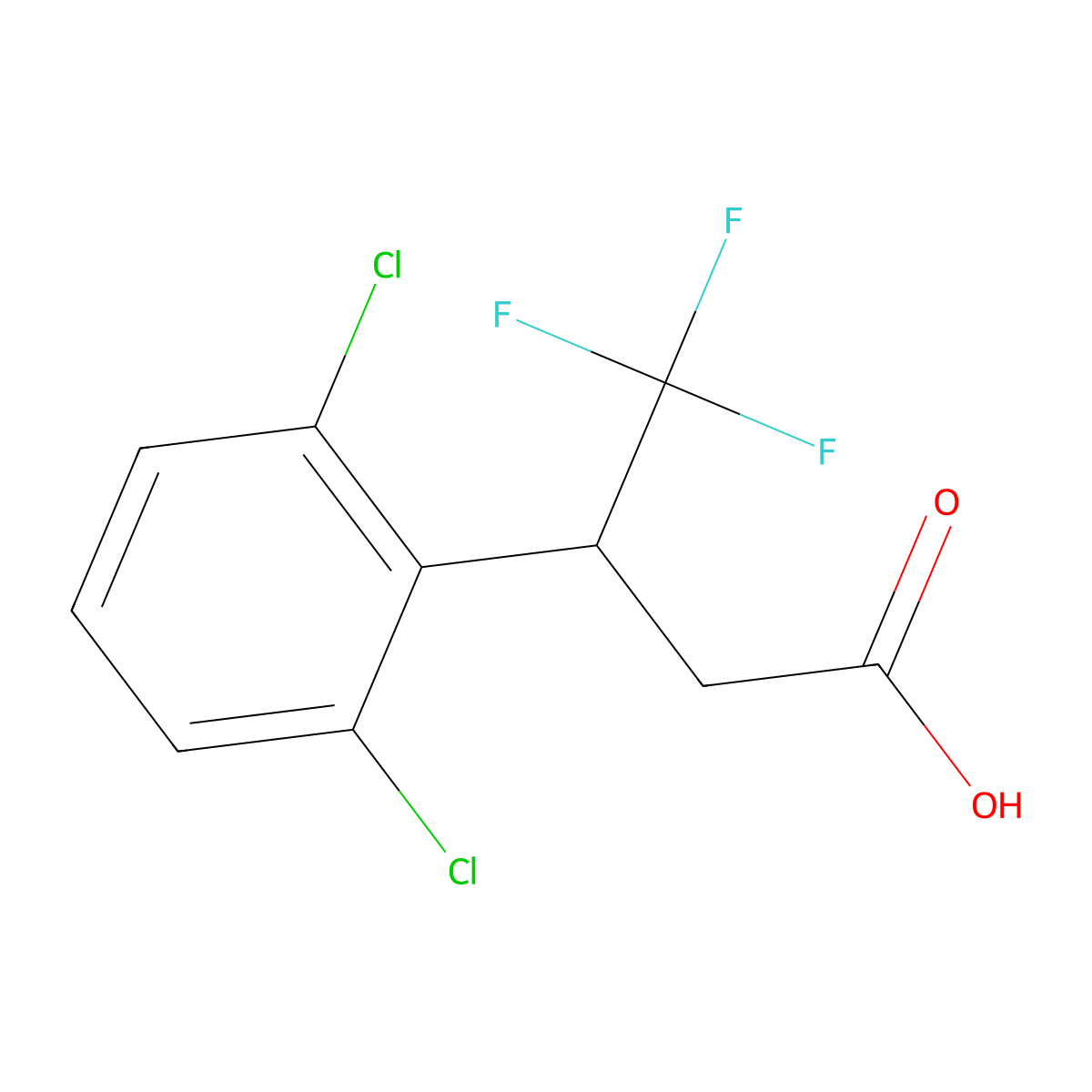 3-(2,6-Dichlorophenyl)-4,4,4-trifluorobutanoic acid molecular structure, CAS 1465010-43-8