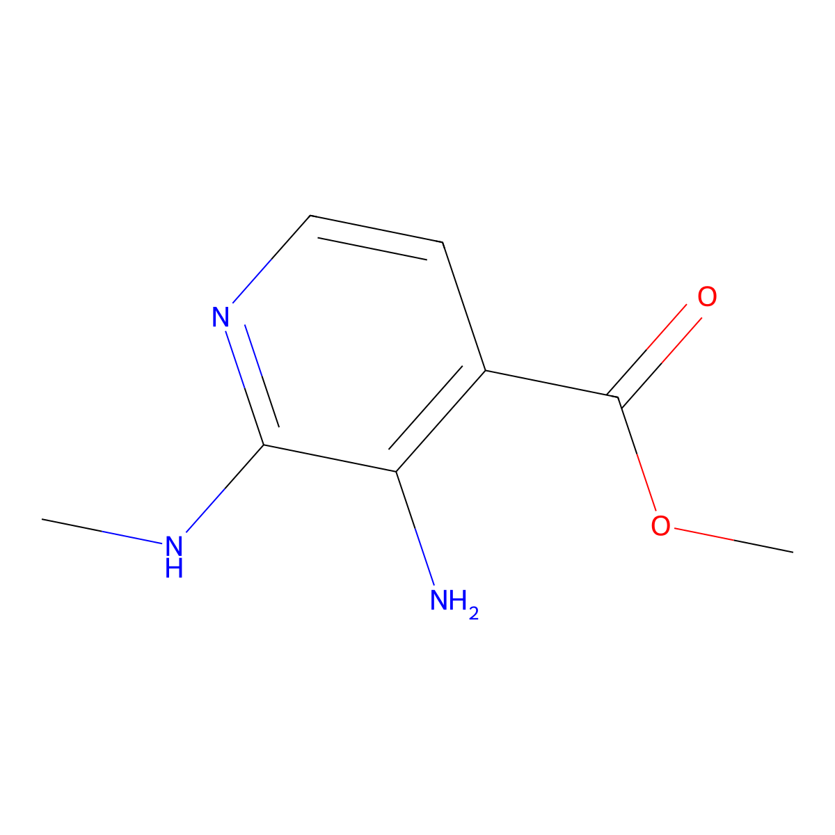 Methyl 3-amino-2-(methylamino)pyridine-4-carboxylate molecular structure, CAS 1465010-81-4