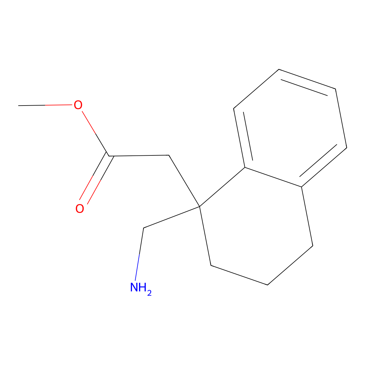 Methyl 2-[1-(aminomethyl)-1,2,3,4-tetrahydronaphthalen-1-yl]acetate molecular structure, CAS 1465027-34-2