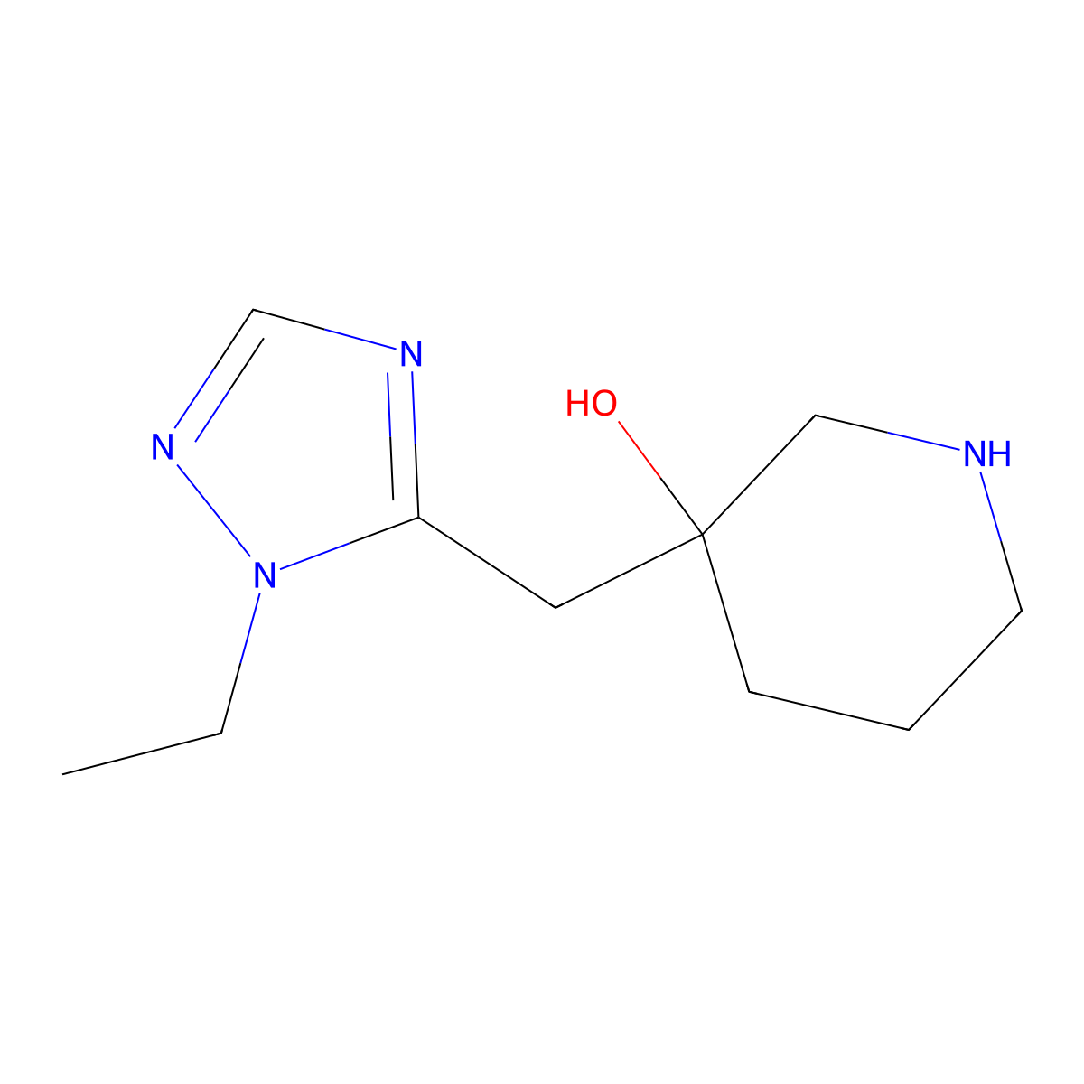 3-((1-Ethyl-1h-1,2,4-triazol-5-yl)methyl)piperidin-3-ol molecular structure, CAS 1465029-18-8