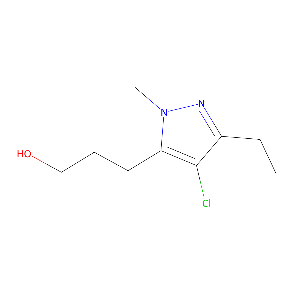 3-(4-Chloro-3-ethyl-1-methyl-1h-pyrazol-5-yl)propan-1-ol molecular structure, CAS 1465040-30-5
