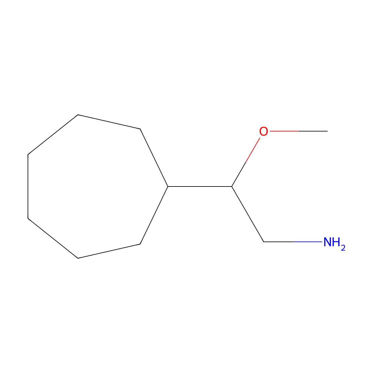 2-Cycloheptyl-2-methoxyethan-1-amine molecular structure, CAS 1465068-48-7
