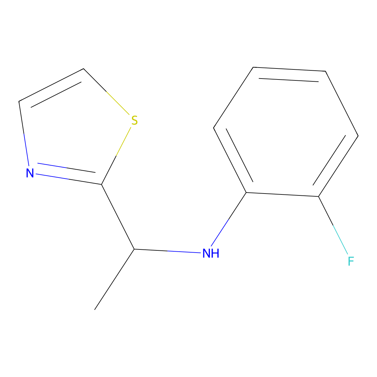 2-fluoro-N-[1-(1,3-thiazol-2-yl)ethyl]aniline molecular structure, CAS 1465087-69-7