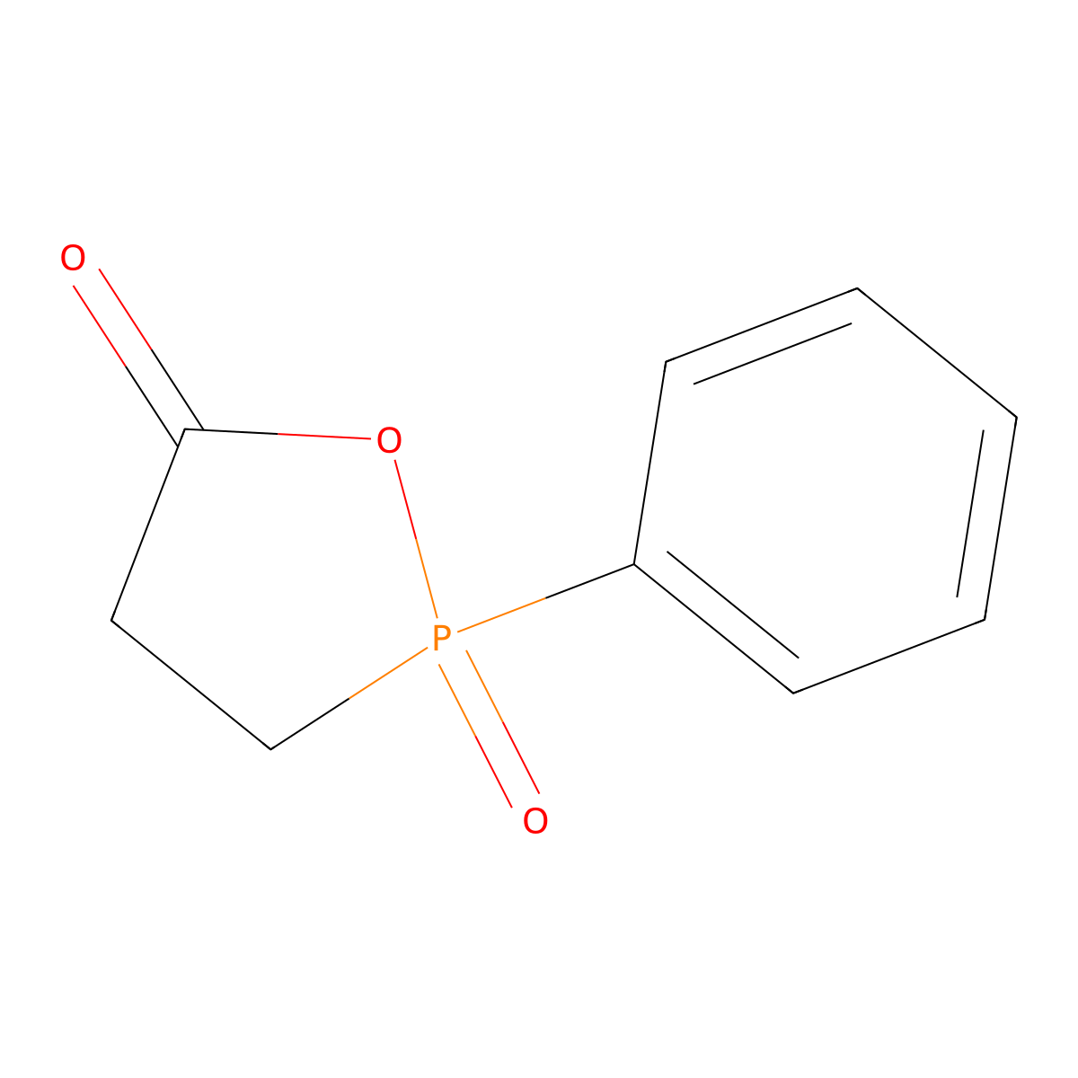 1,2-Oxaphospholan-5-one, 2-phenyl-, 2-oxide molecular structure, CAS 14651-62-8