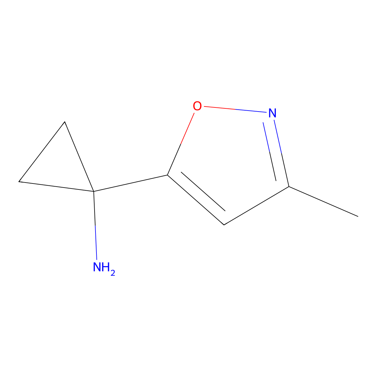1-(3-Methyl-1,2-oxazol-5-yl)cyclopropan-1-amine molecular structure, CAS 1465100-45-1
