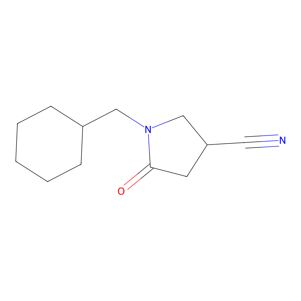 1-(Cyclohexylmethyl)-5-oxopyrrolidine-3-carbonitrile molecular structure, CAS 1465133-82-7