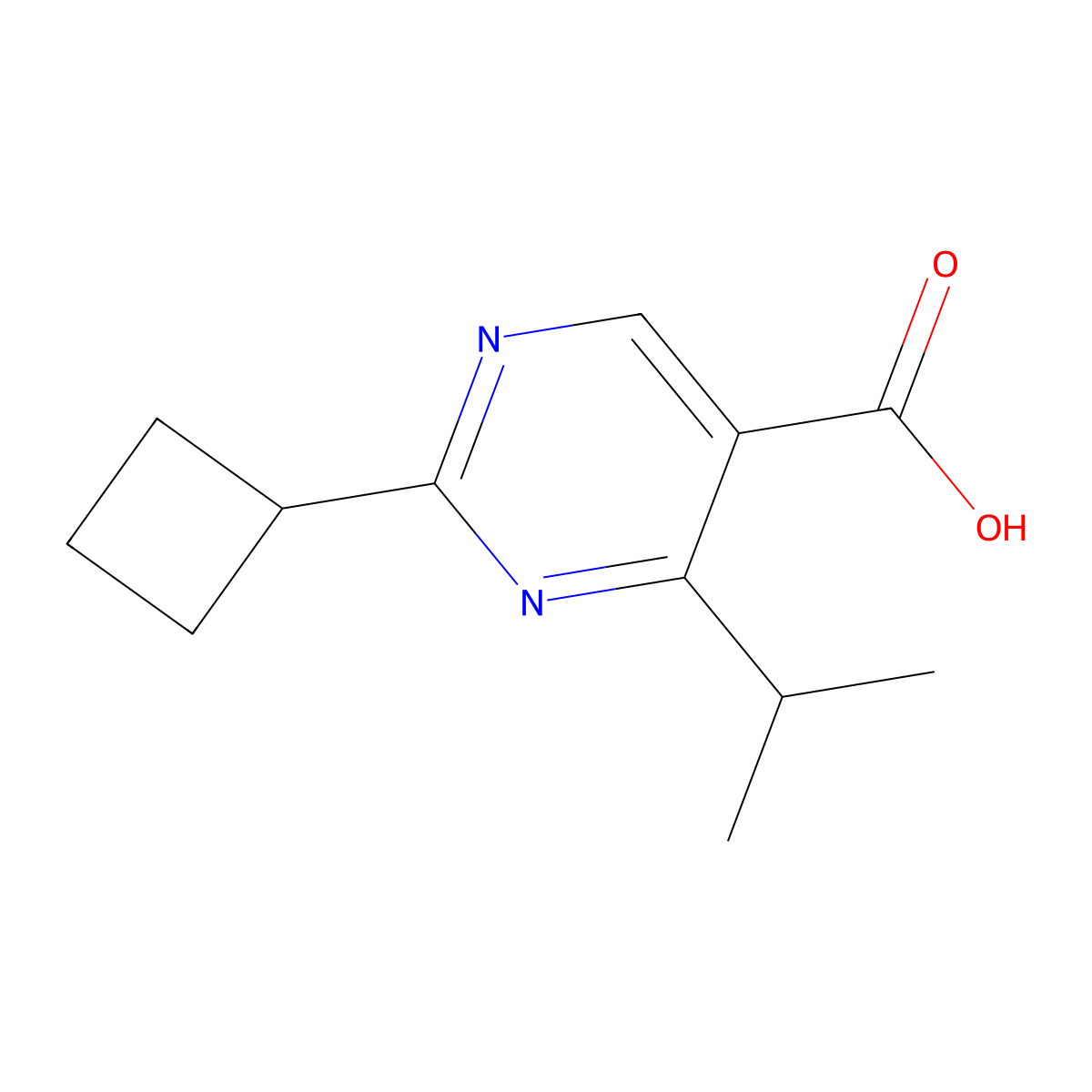 2-Cyclobutyl-4-isopropylpyrimidine-5-carboxylic acid molecular structure, CAS 1465157-66-7