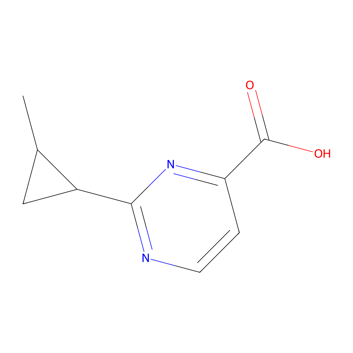 2-(2-Methylcyclopropyl)pyrimidine-4-carboxylic acid molecular structure, CAS 1465160-03-5