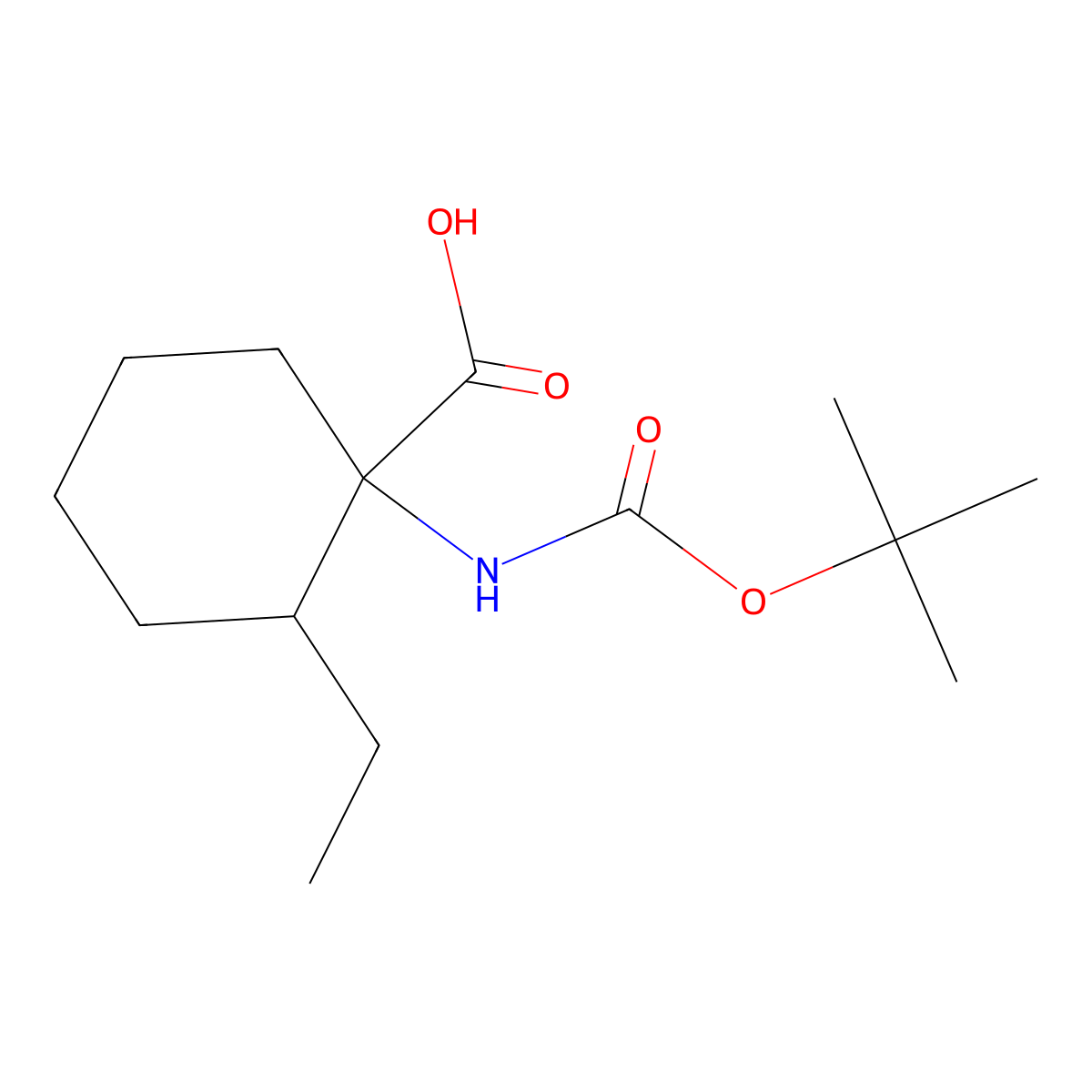 1-{[(Tert-butoxy)carbonyl]amino}-2-ethylcyclohexane-1-carboxylic acid molecular structure, CAS 1465211-55-5