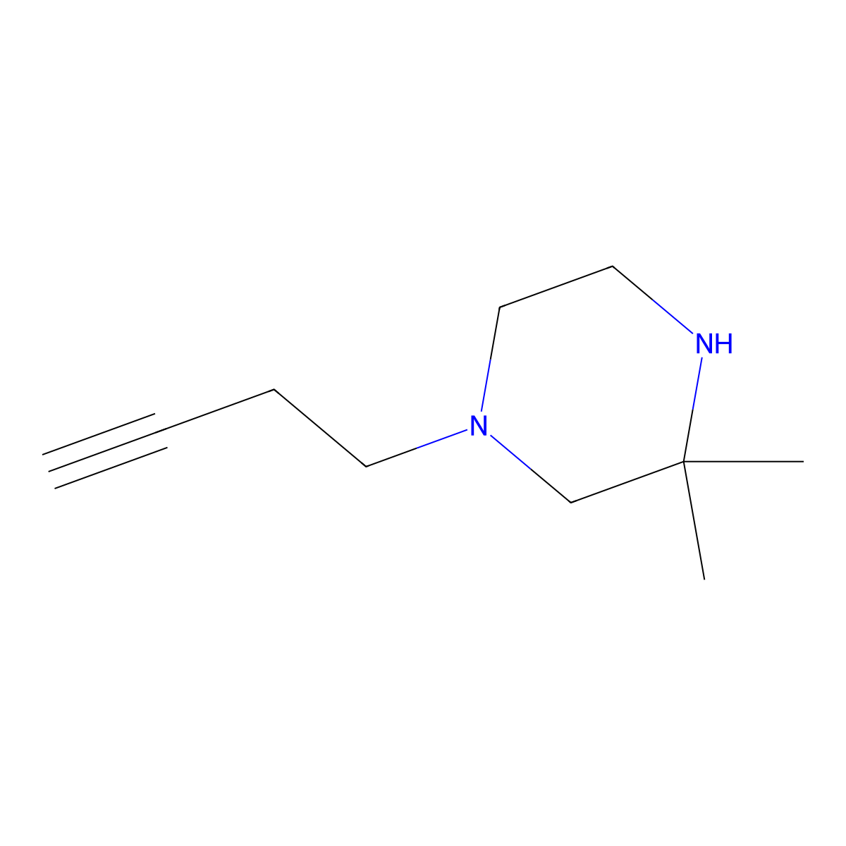 1-(But-3-yn-1-yl)-3,3-dimethylpiperazine molecular structure, CAS 1465215-85-3