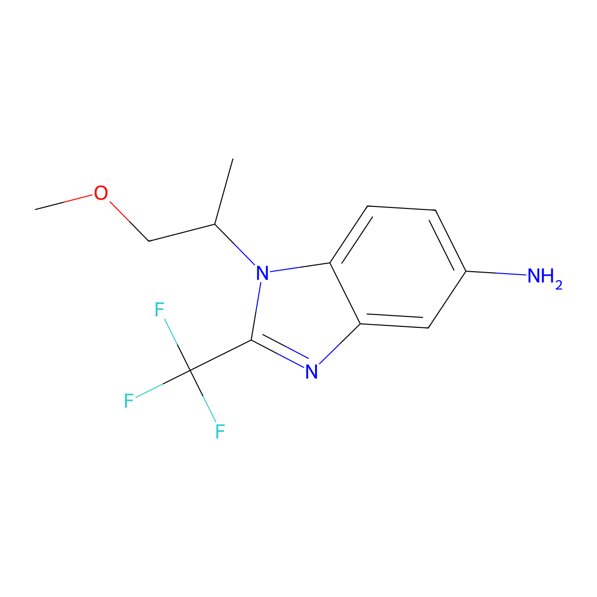 1-(1-methoxypropan-2-yl)-2-(trifluoromethyl)-1H-1,3-benzodiazol-5-amine molecular structure, CAS 1465247-69-1