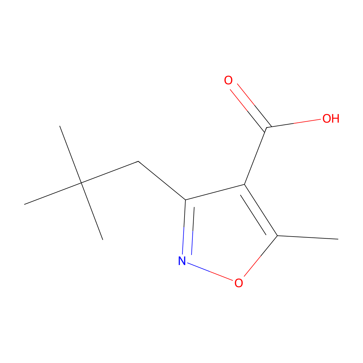 3-(2,2-Dimethylpropyl)-5-methyl-1,2-oxazole-4-carboxylic acid molecular structure, CAS 1465249-37-9