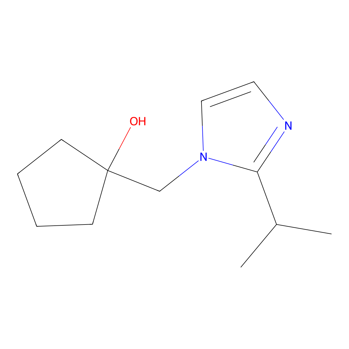 1-{[2-(propan-2-yl)-1H-imidazol-1-yl]methyl}cyclopentan-1-ol molecular structure, CAS 1465256-10-3