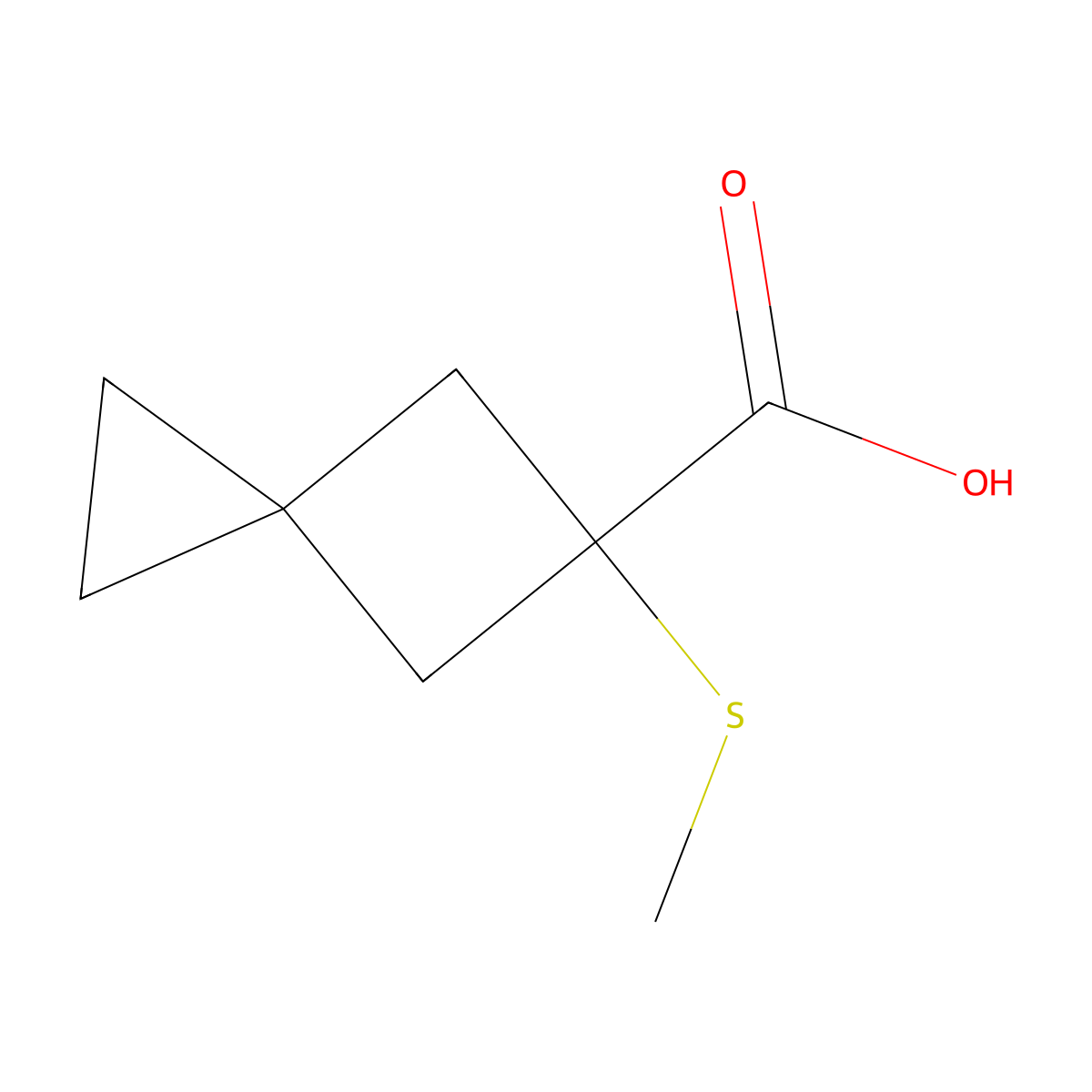 5-(Methylsulfanyl)spiro[2.3]hexane-5-carboxylic acid molecular structure, CAS 1465256-77-2