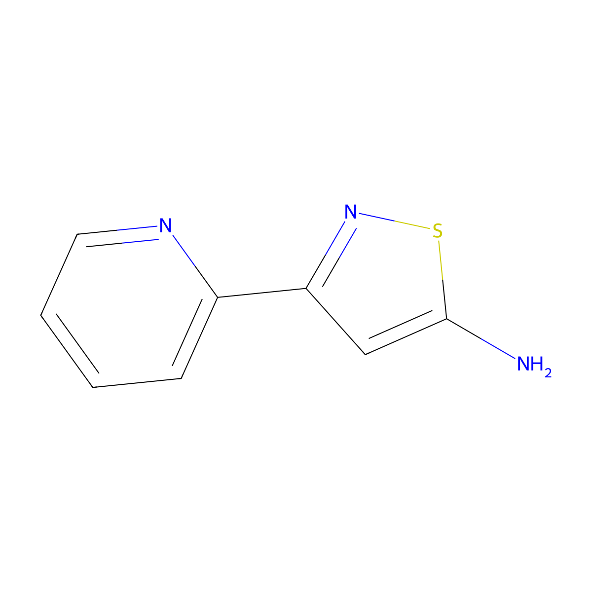 3-(Pyridin-2-yl)-1,2-thiazol-5-amine molecular structure, CAS 1465286-40-1