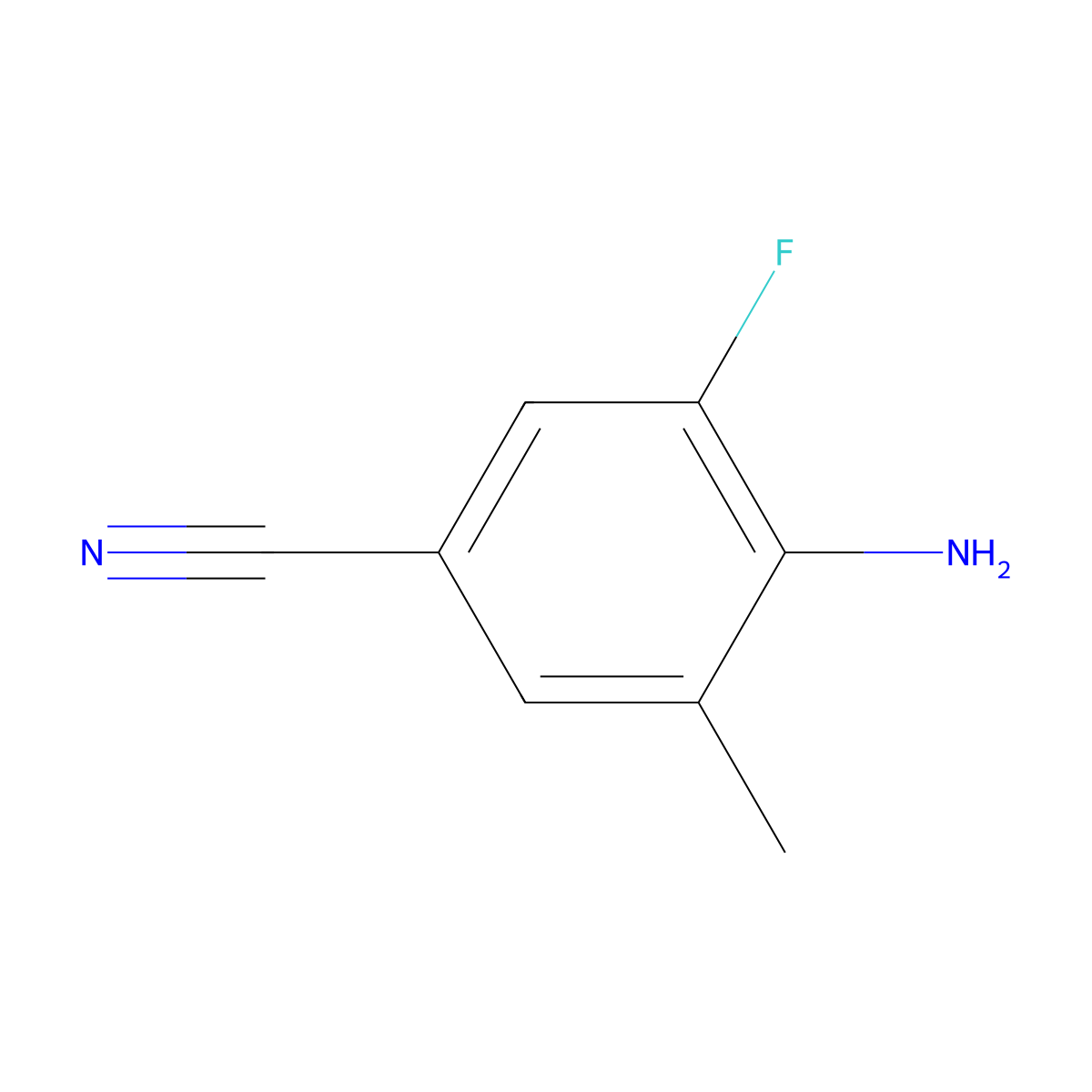 4-Amino-3-fluoro-5-methylbenzonitrile molecular structure, CAS 1465326-80-0