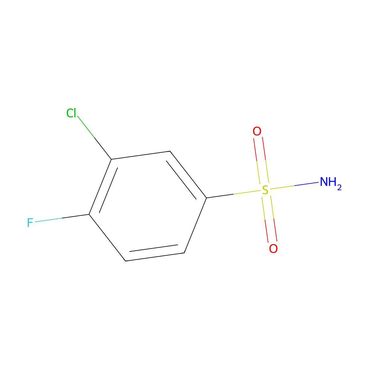 3-Chloro-4-fluorobenzenesulfonamide molecular structure, CAS 146533-46-2
