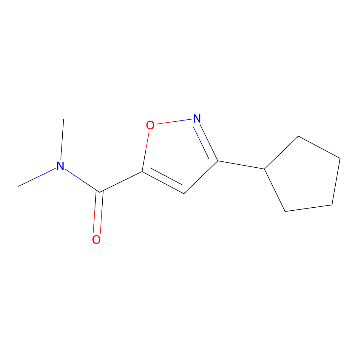 3-cyclopentyl-N,N-dimethyl-1,2-oxazole-5-carboxamide molecular structure, CAS 1465364-41-3