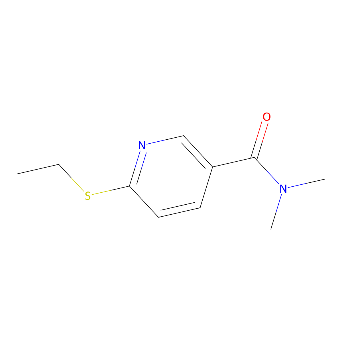 6-(Ethylthio)-N,N-dimethyl-3-pyridinecarboxamide molecular structure, CAS 1465405-88-2
