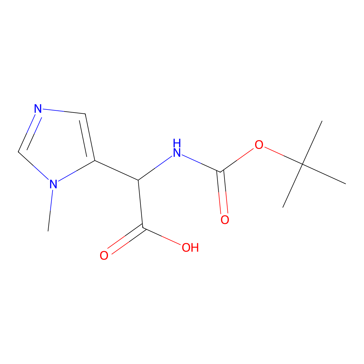 2-{[(tert-butoxy)carbonyl]amino}-2-(1-methyl-1H-imidazol-5-yl)acetic acid molecular structure, CAS 1465422-20-1