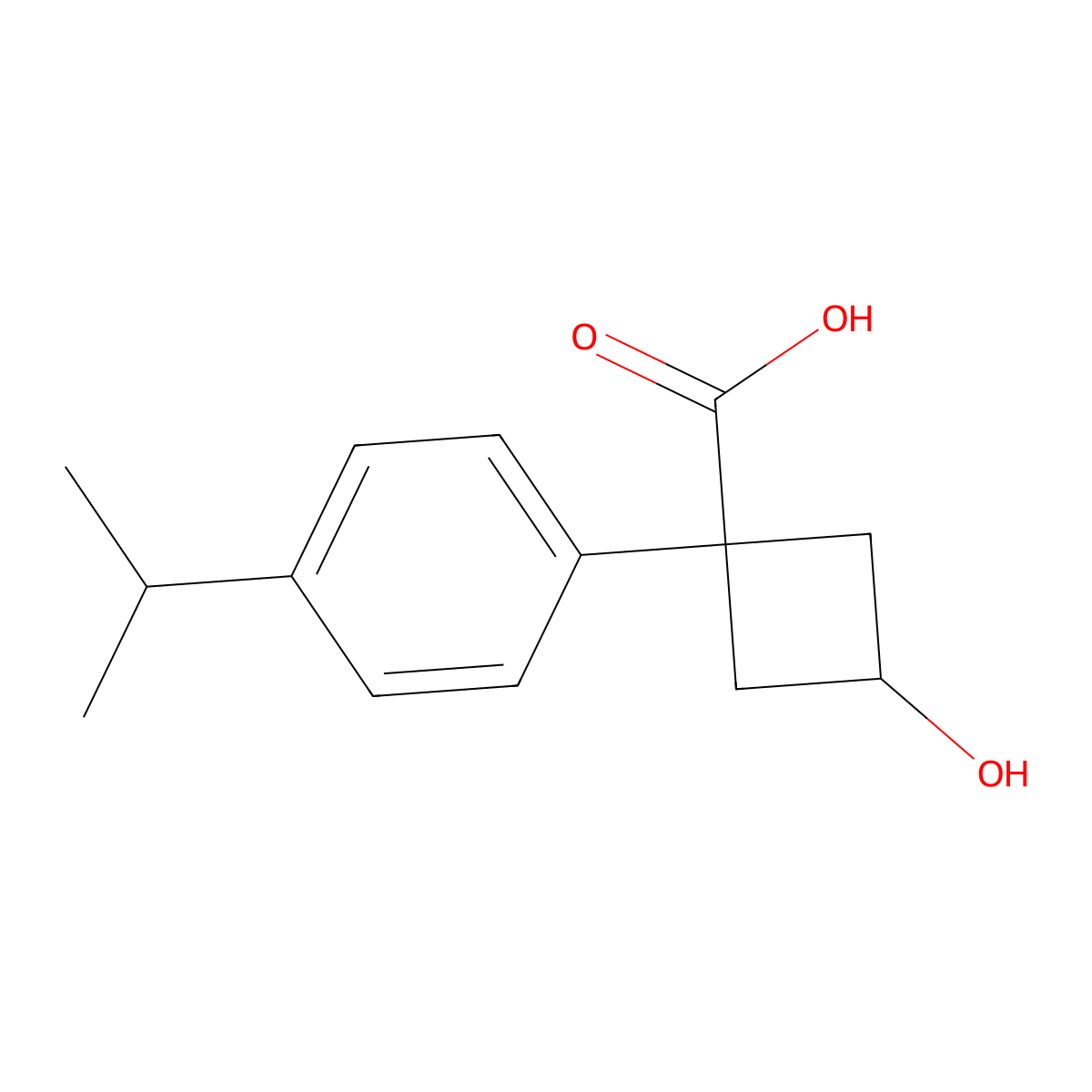 3-Hydroxy-1-(4-isopropylphenyl)cyclobutane-1-carboxylic acid molecular structure, CAS 1465441-45-5