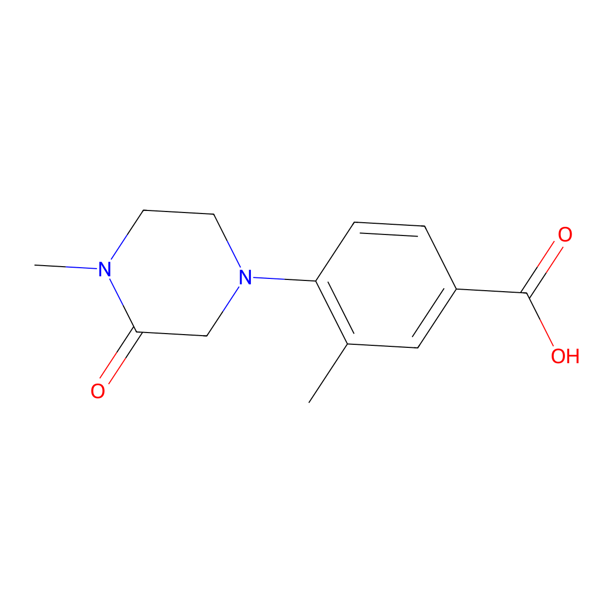 3-Methyl-4-(4-methyl-3-oxopiperazin-1-yl)benzoic acid molecular structure, CAS 1465465-41-1