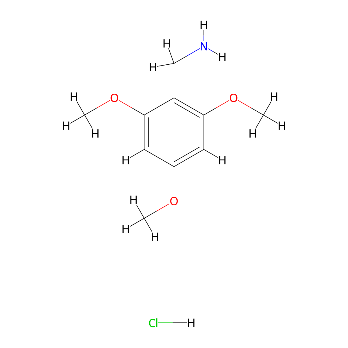 2,4,6-Trimethoxybenzylamine hydrochloride molecular structure, CAS 146548-59-6
