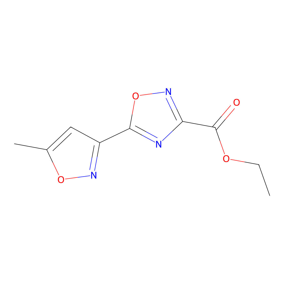 Ethyl 5-(5-methylisoxazol-3-yl)-1,2,4-oxadiazole-3-carboxylate molecular structure, CAS 1465529-95-6