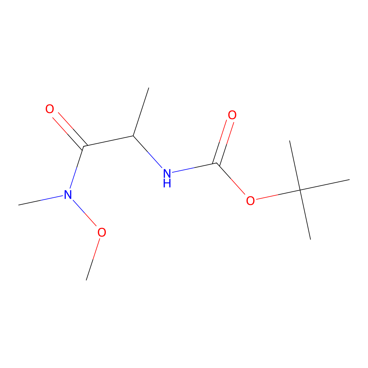 N~2~-(tert-Butoxycarbonyl)-N-methoxy-N-methyl-D-alaninamide molecular structure, CAS 146553-06-2