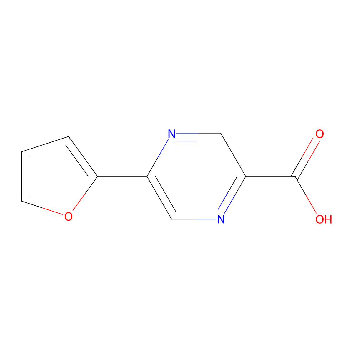 5-(Furan-2-yl)pyrazine-2-carboxylicacid molecular structure, CAS 1465539-32-5