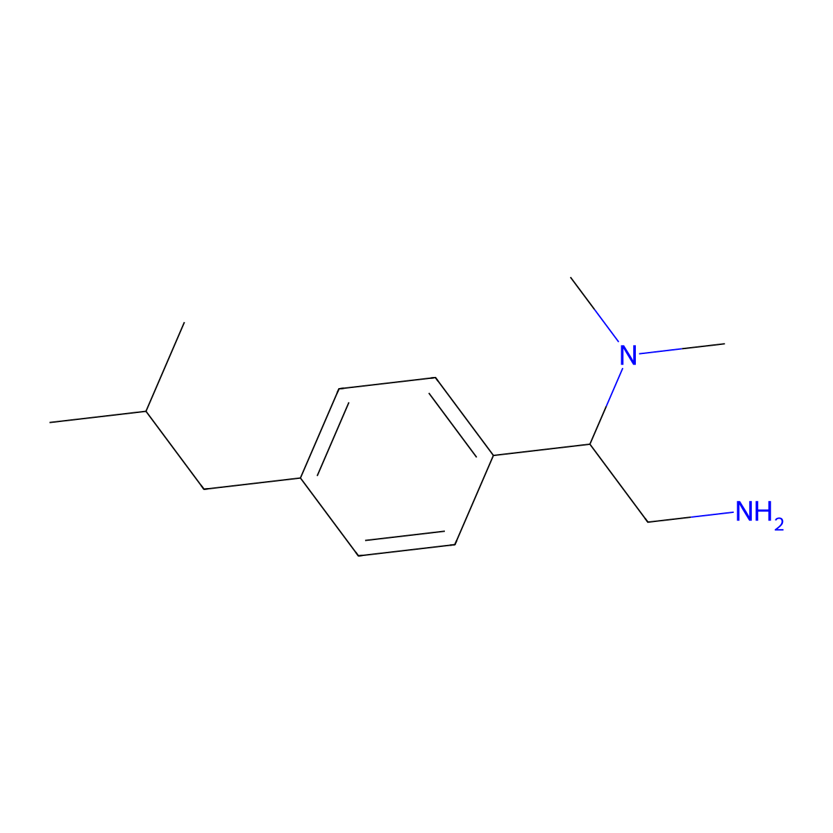{2-Amino-1-[4-(2-methylpropyl)phenyl]ethyl}dimethylamine molecular structure, CAS 1465573-99-2