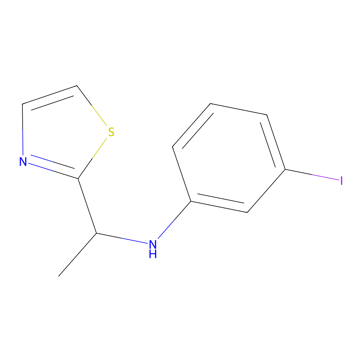 3-iodo-N-[1-(1,3-thiazol-2-yl)ethyl]aniline molecular structure, CAS 1465592-00-0
