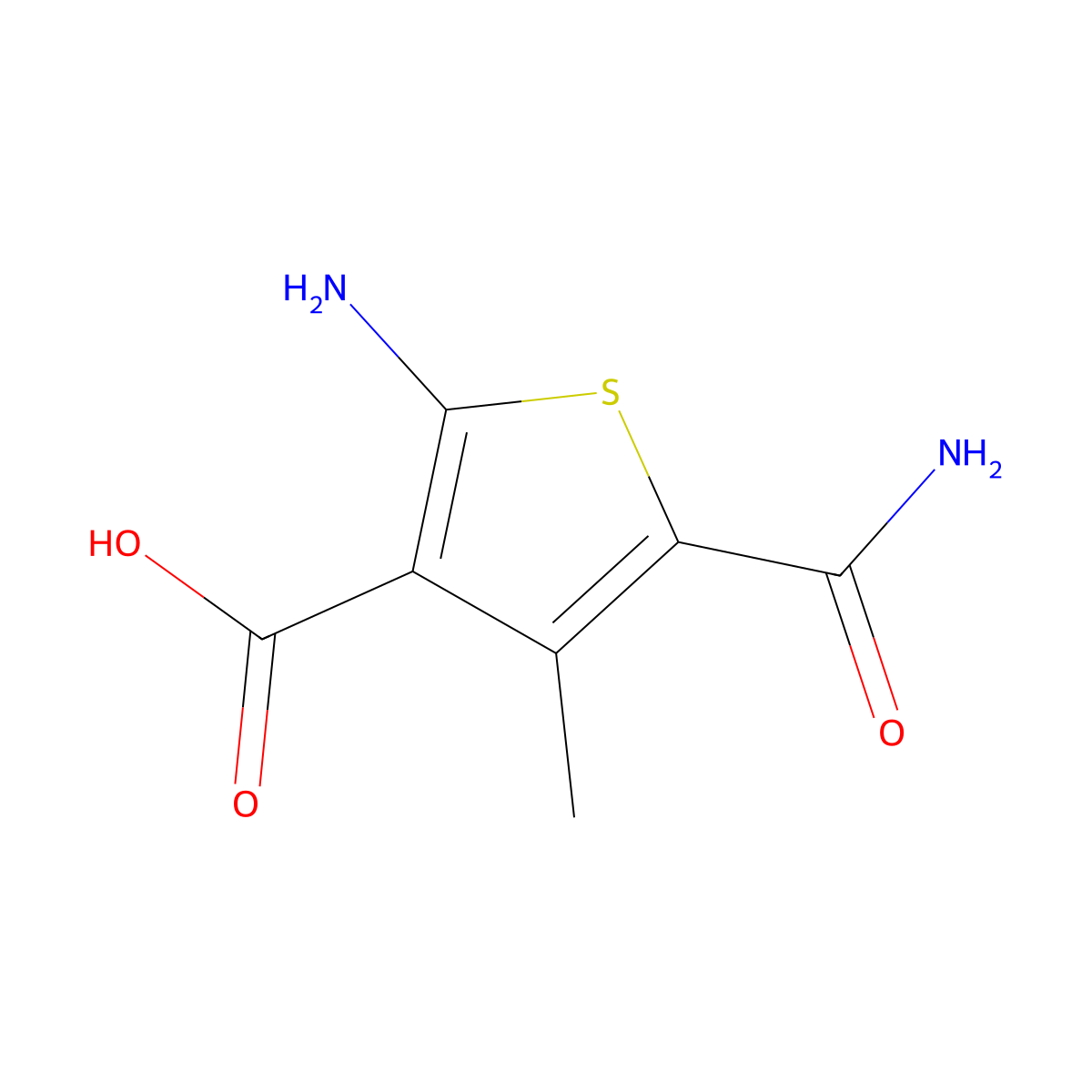 2-Amino-5-carbamoyl-4-methylthiophene-3-carboxylic acid molecular structure, CAS 1465616-75-4