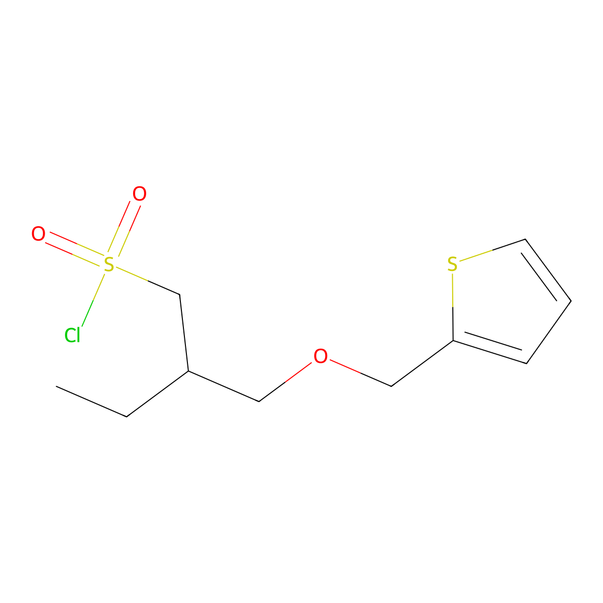 2-((Thiophen-2-ylmethoxy)methyl)butane-1-sulfonyl chloride molecular structure, CAS 1465635-52-2