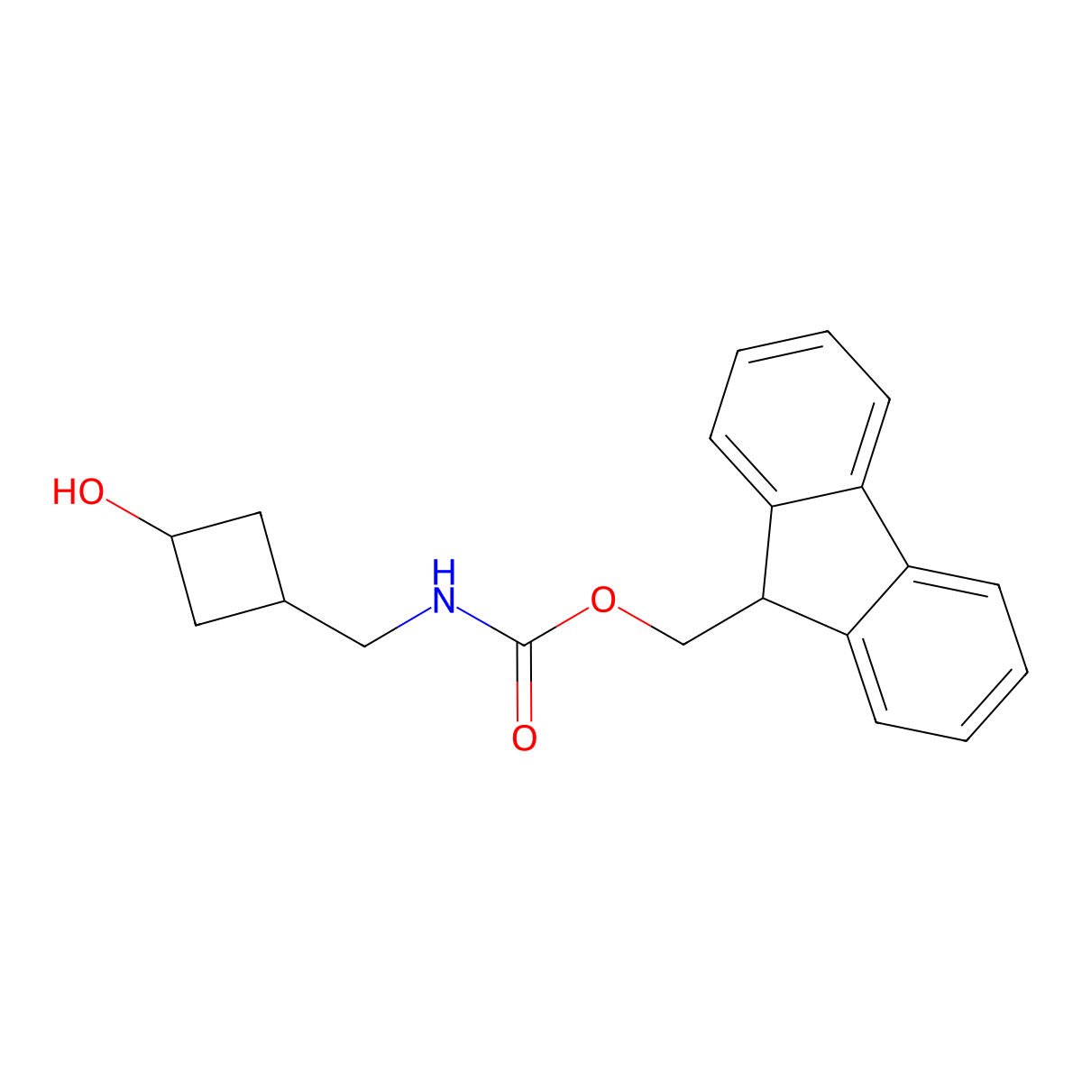 (9H-fluoren-9-yl)methyl N-[(3-hydroxycyclobutyl)methyl]carbamate molecular structure, CAS 1465645-39-9
