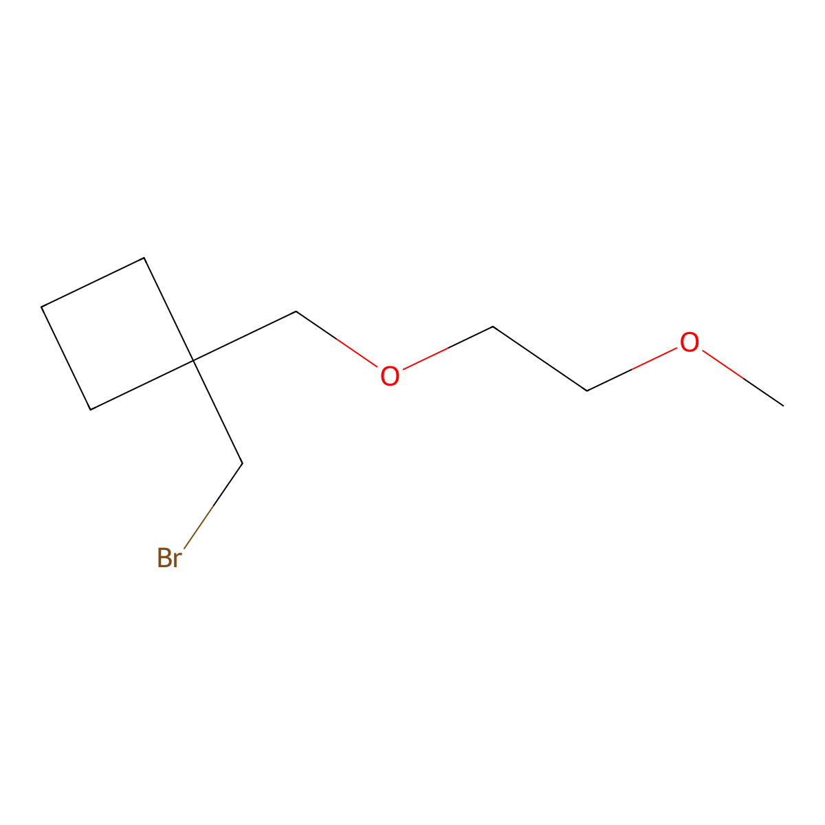 1-(Bromomethyl)-1-((2-methoxyethoxy)methyl)cyclobutane molecular structure, CAS 1465648-53-6
