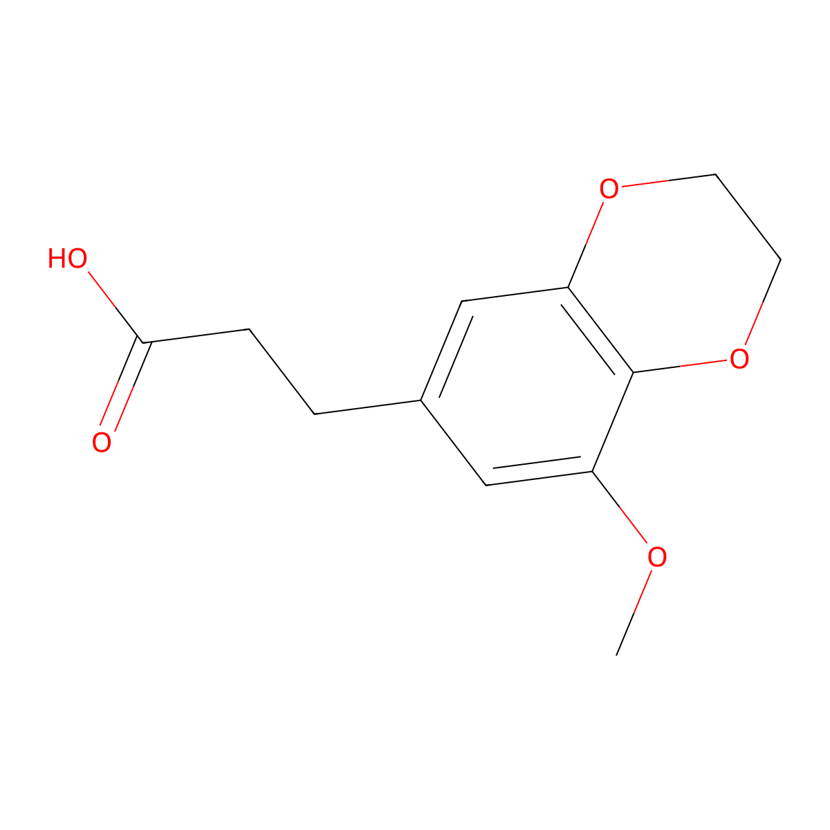 3-(8-Methoxy-2,3-dihydro-1,4-benzodioxin-6-yl)propanoic acid molecular structure, CAS 1465746-98-8