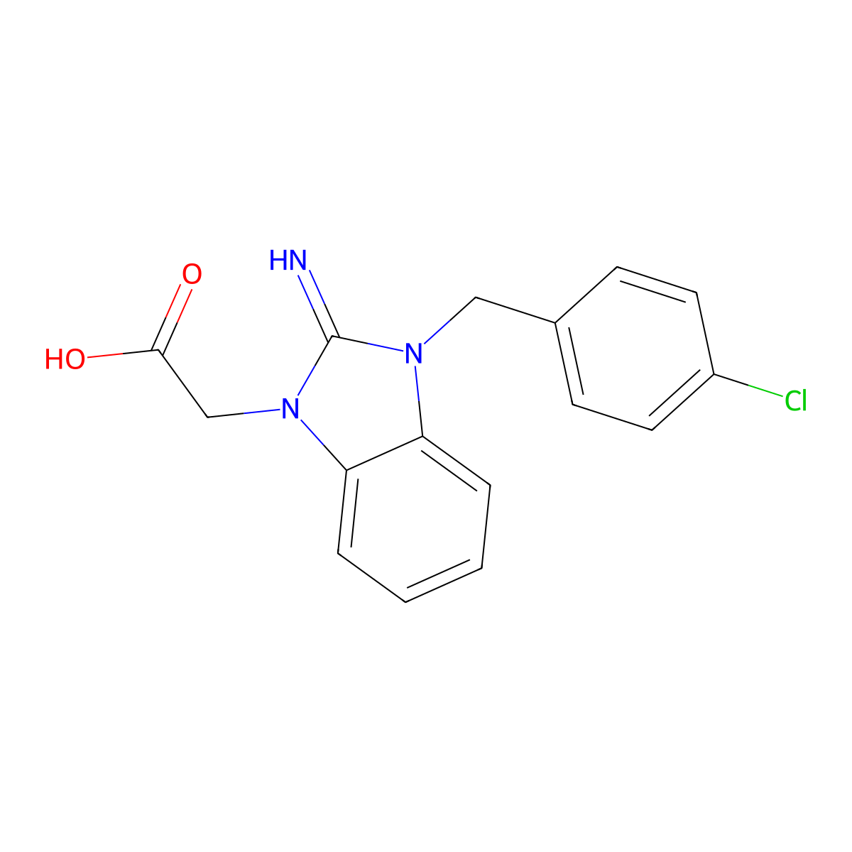 [3-(4-chlorobenzyl)-2-imino-2,3-dihydro-1H-benzimidazol-1-yl]acetic acid molecular structure, CAS 146578-79-2