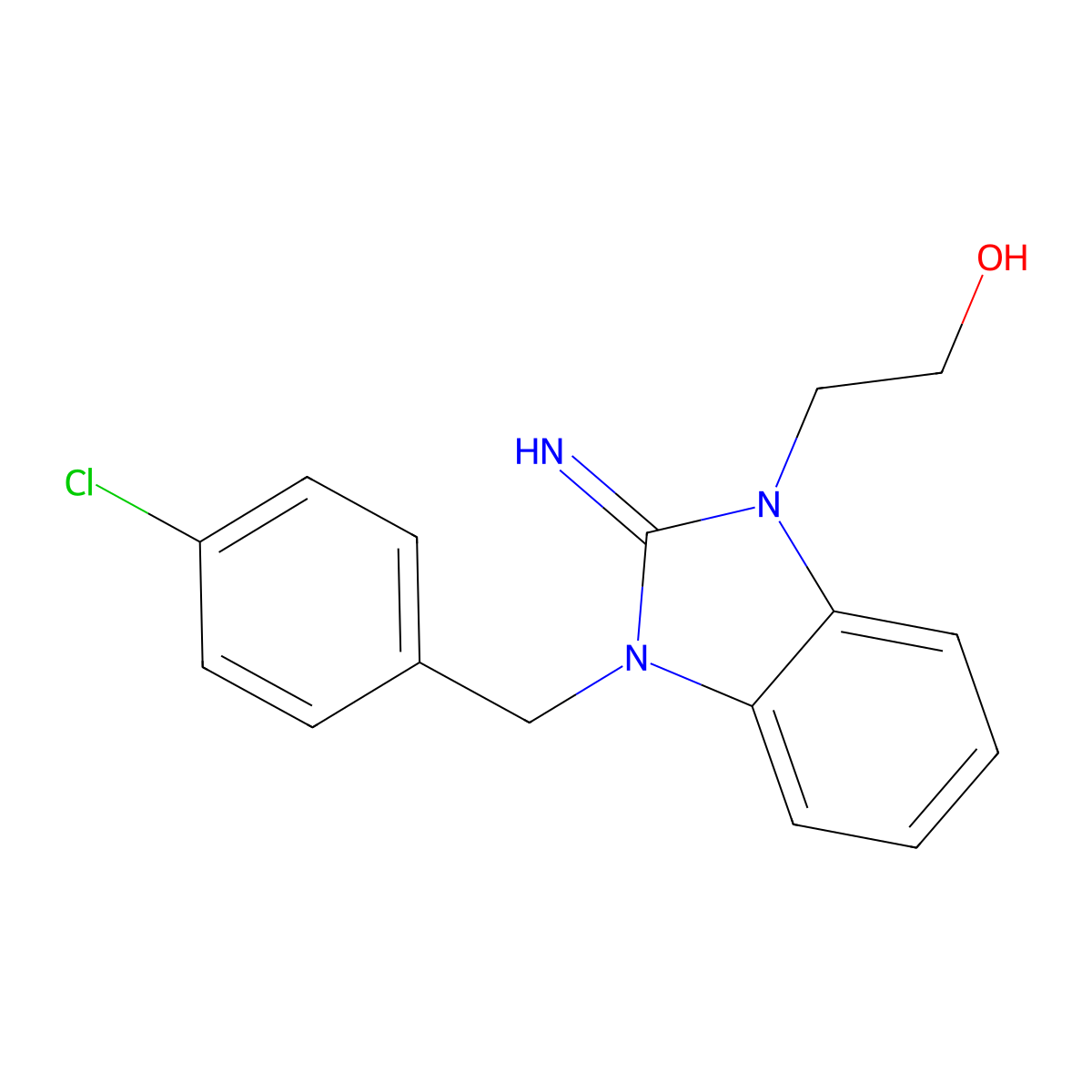 2-[3-[(4-Chlorophenyl)methyl]-2-iminobenzimidazol-1-yl]ethanol molecular structure, CAS 146578-81-6