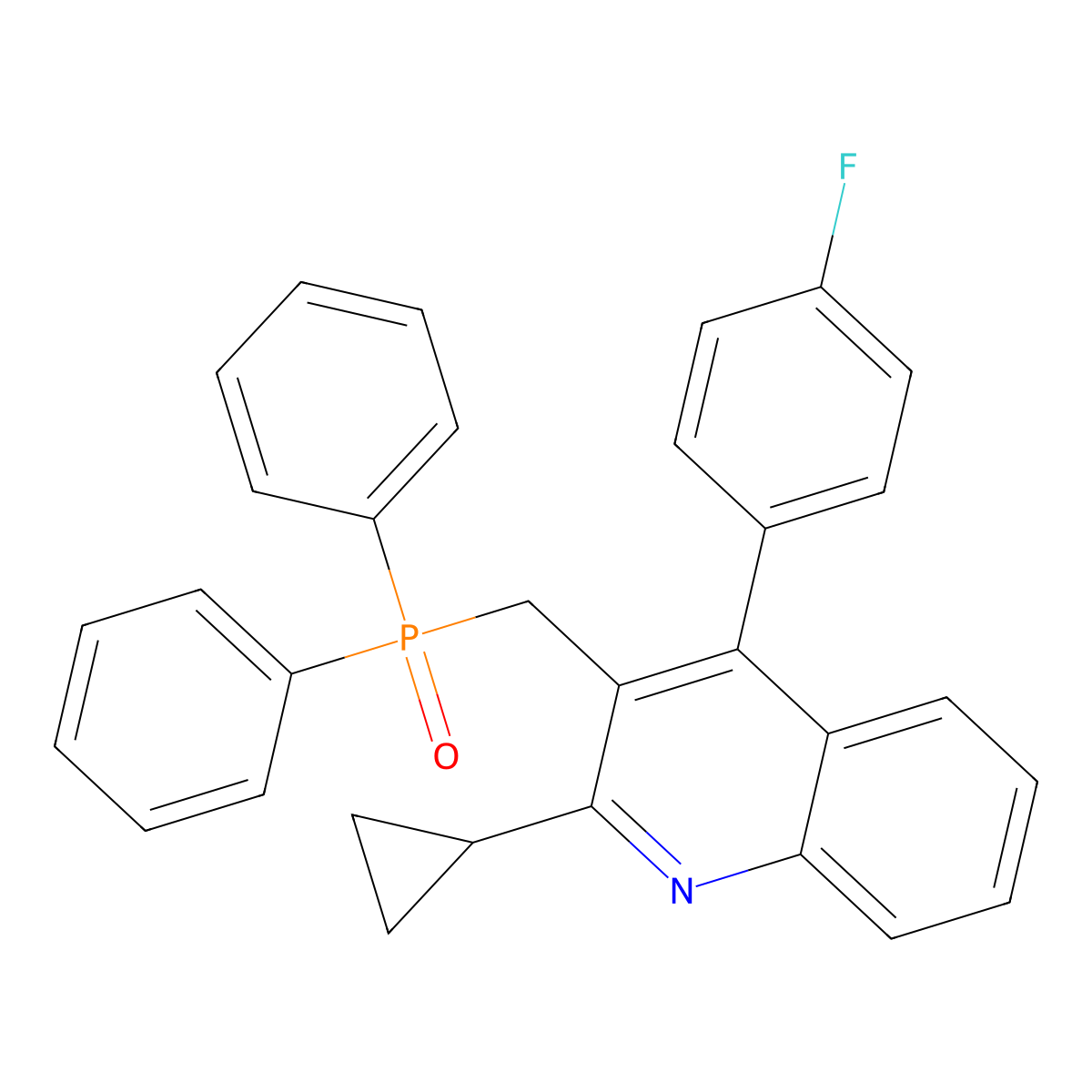 2-Cyclopropyl-3-[(diphenylphosphinyl)methyl]-4-(4-fluorophenyl)quinoline molecular structure, CAS 146578-99-6