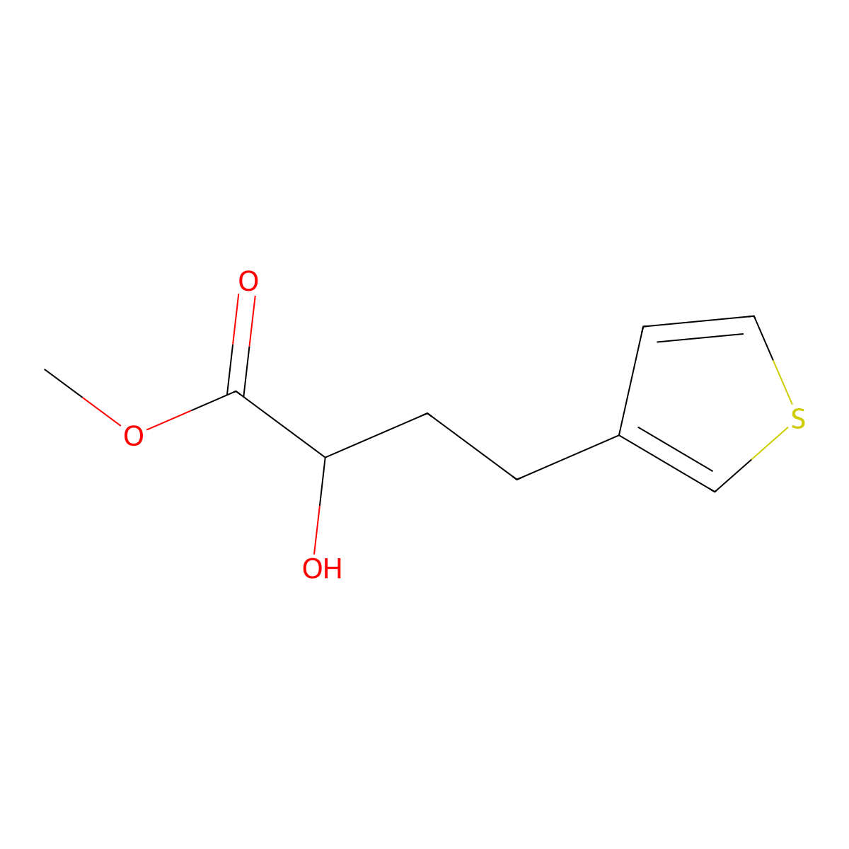 Methyl 2-hydroxy-4-(thiophen-3-yl)butanoate molecular structure, CAS 1465788-65-1