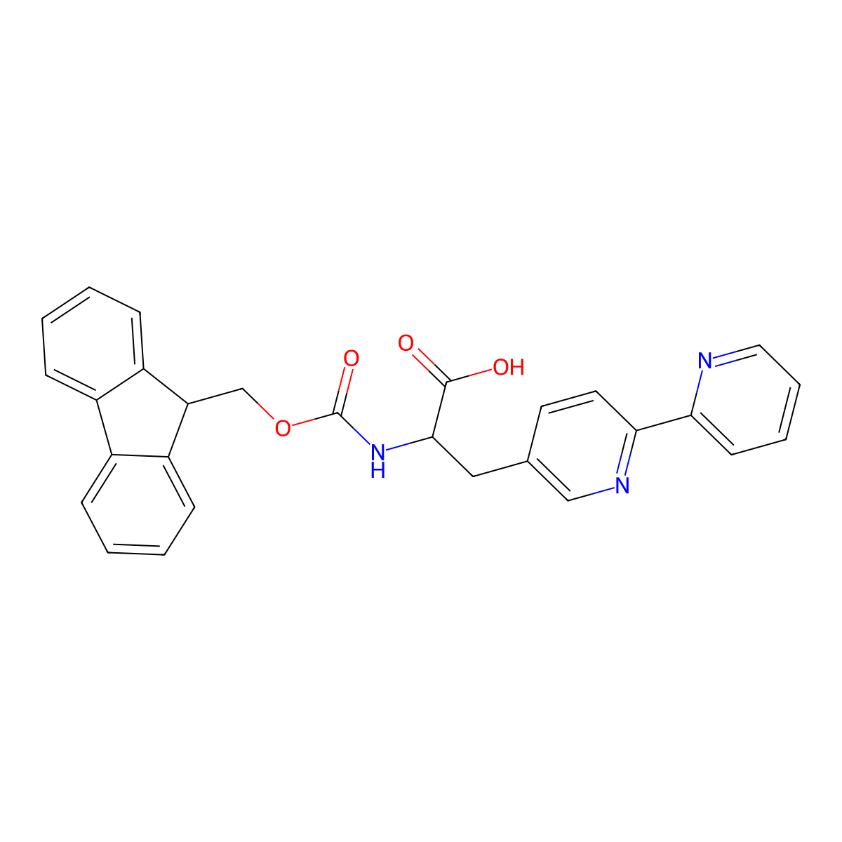 (S)-2-((((9H-Fluoren-9-yl)methoxy)carbonyl)amino)-3-([2,2'-bipyridin]-5-yl)propanoic acid molecular structure, CAS 146581-86-4