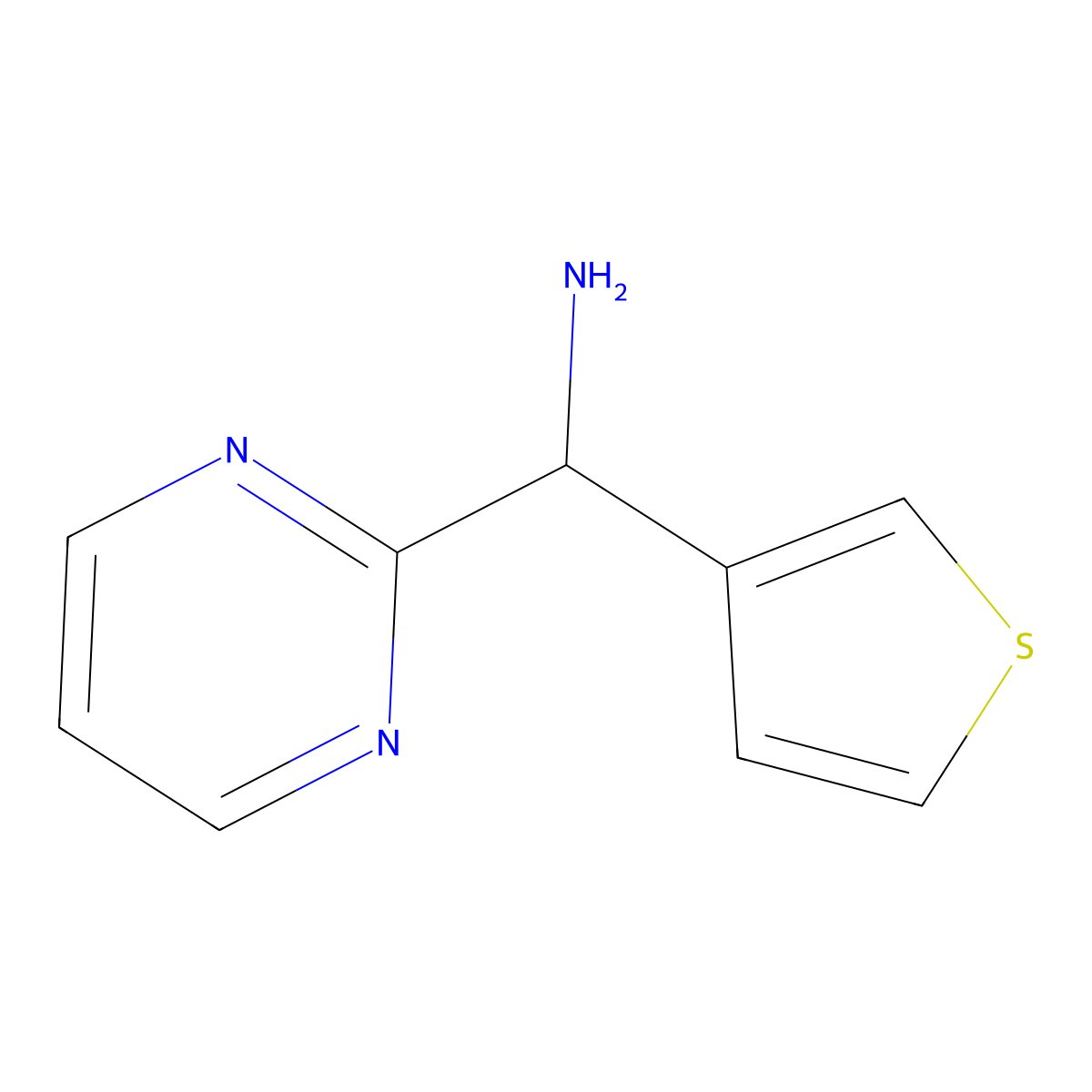 Pyrimidin-2-yl(thiophen-3-yl)methanamine molecular structure, CAS 1465849-43-7