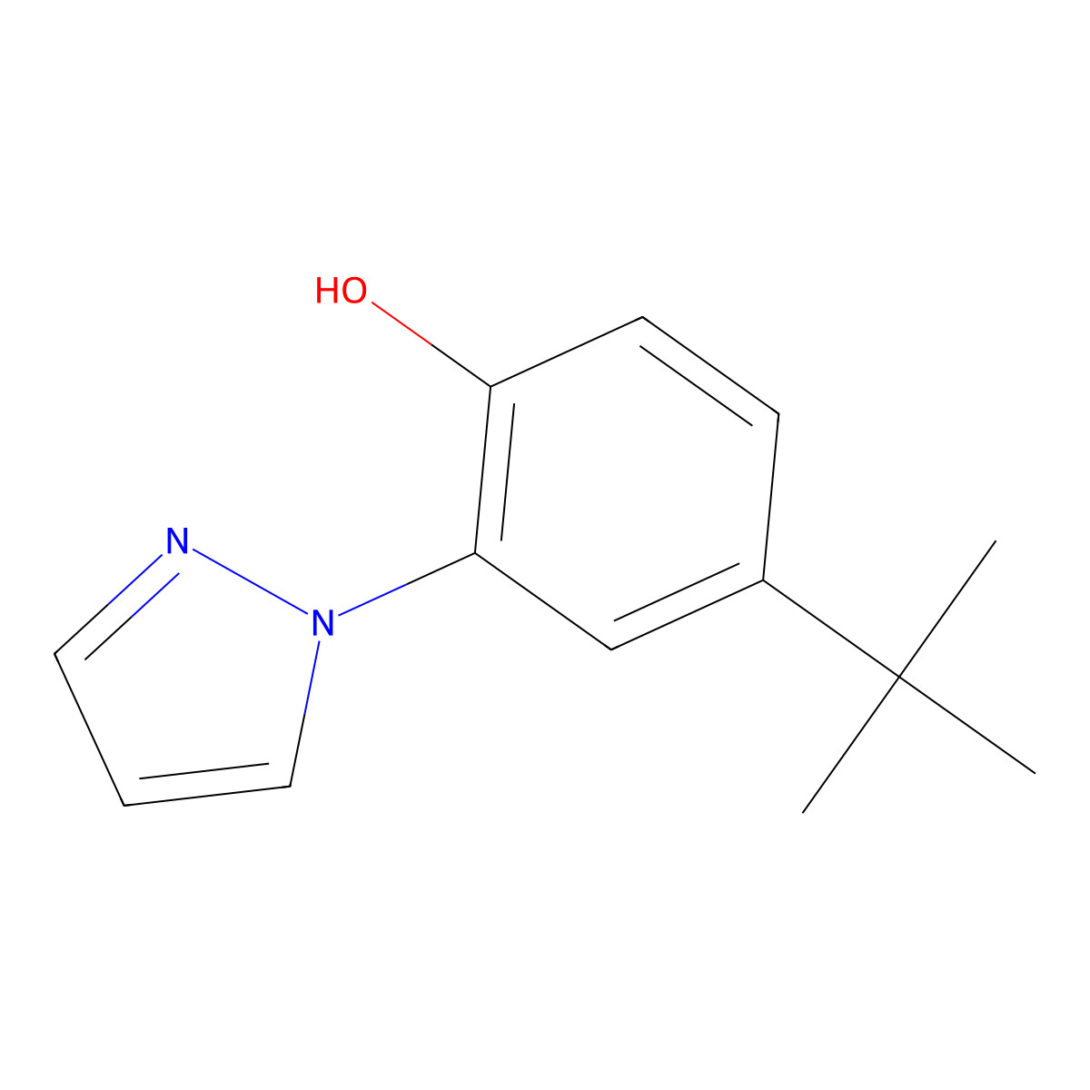 4-tert-butyl-2-(1H-pyrazol-1-yl)phenol molecular structure, CAS 1465904-35-1