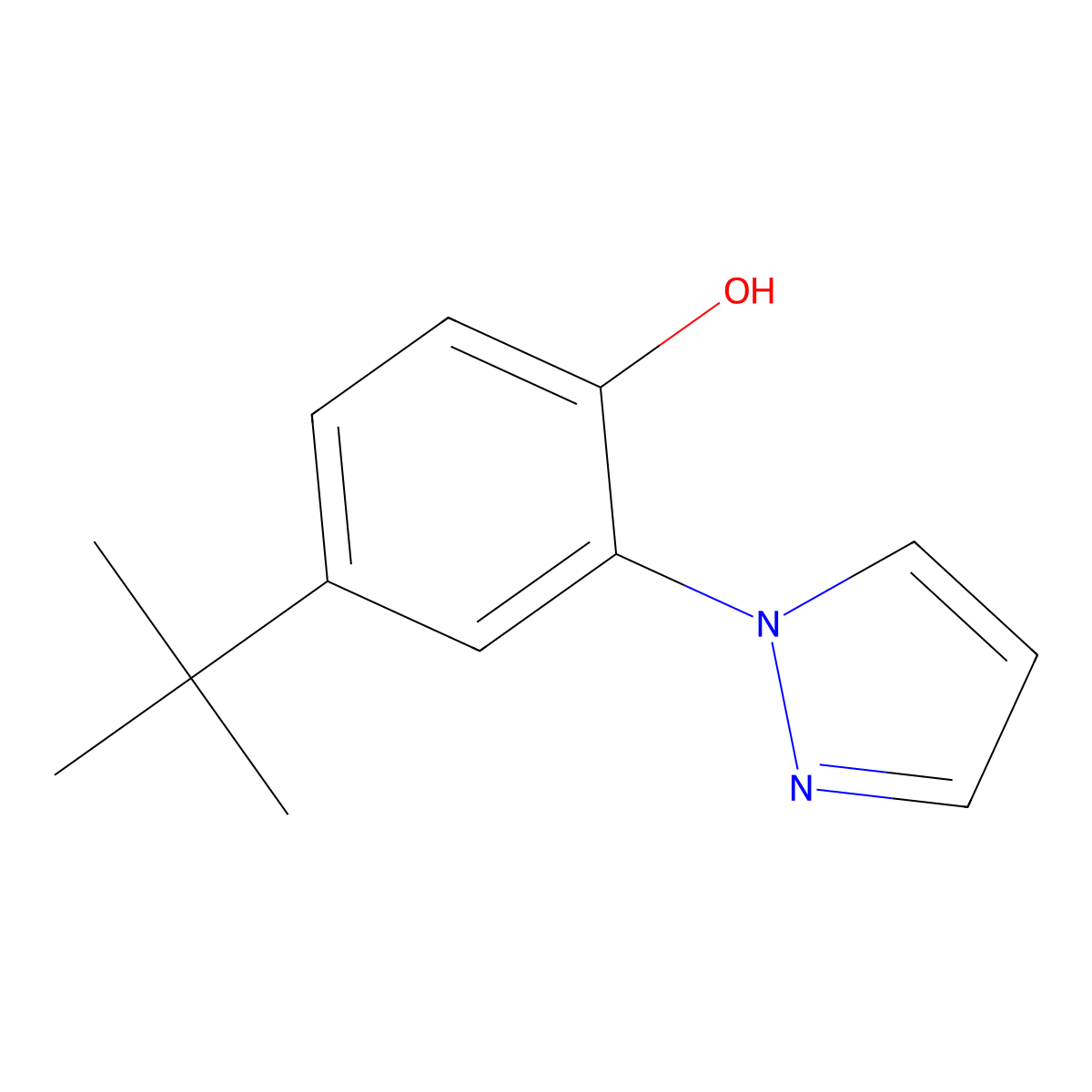 4-tert-butyl-2-(1H-pyrazol-1-yl)phenol molecular structure, CAS 1465904-35-1