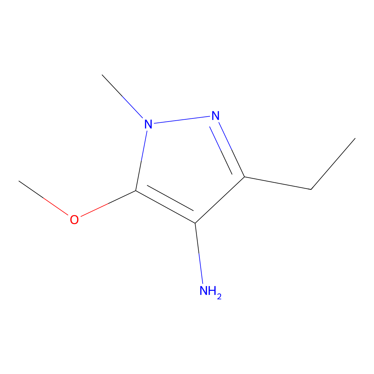 3-ethyl-5-methoxy-1-methyl-1H-pyrazol-4-amine molecular structure, CAS 1465984-38-6