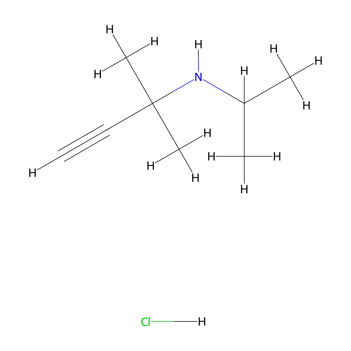 (2-Methylbut-3-yn-2-yl)(propan-2-yl)aminehydrochloride molecular structure, CAS 1466-65-5