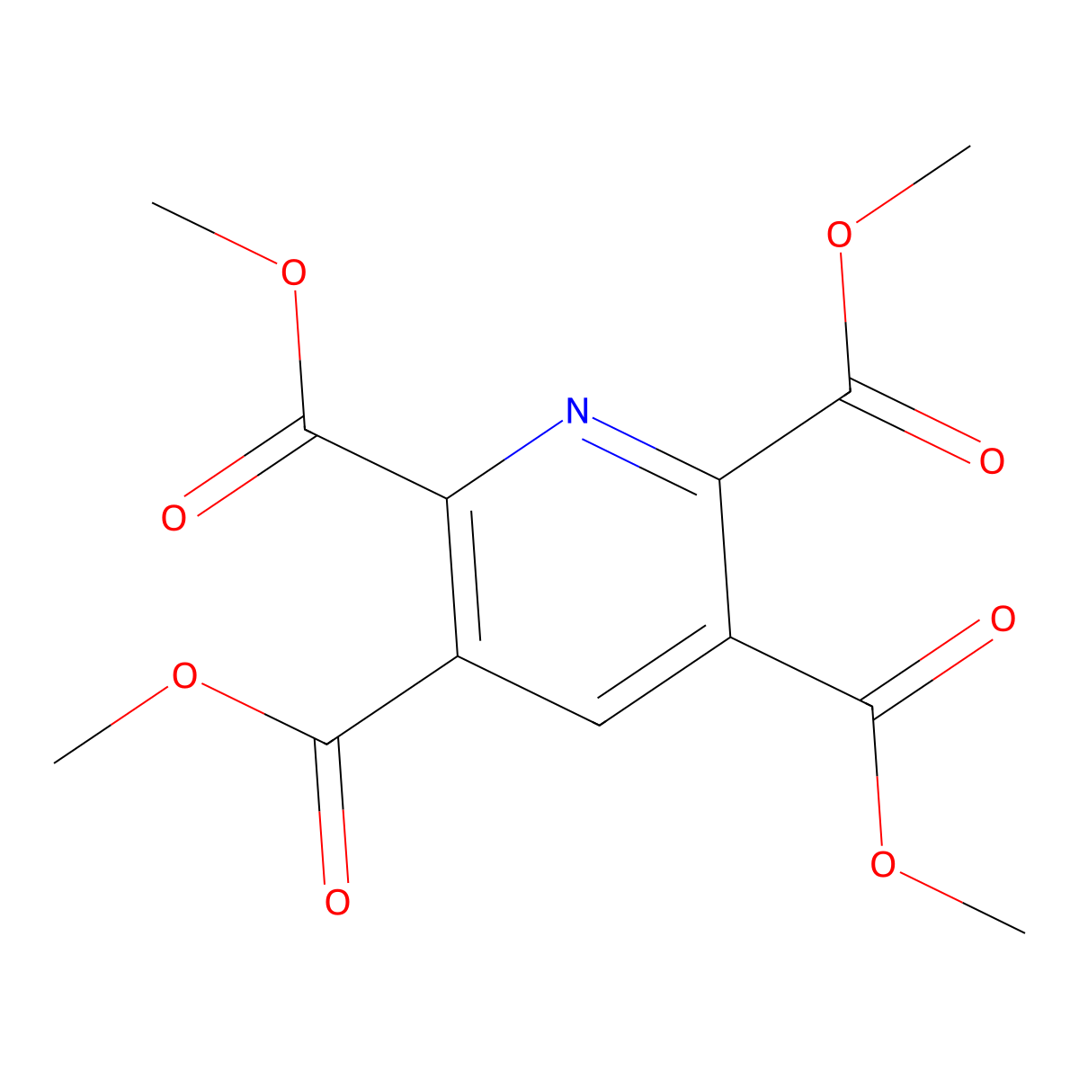 Tetramethyl pyridine-2,3,5,6-tetracarboxylate molecular structure, CAS 14660-47-0