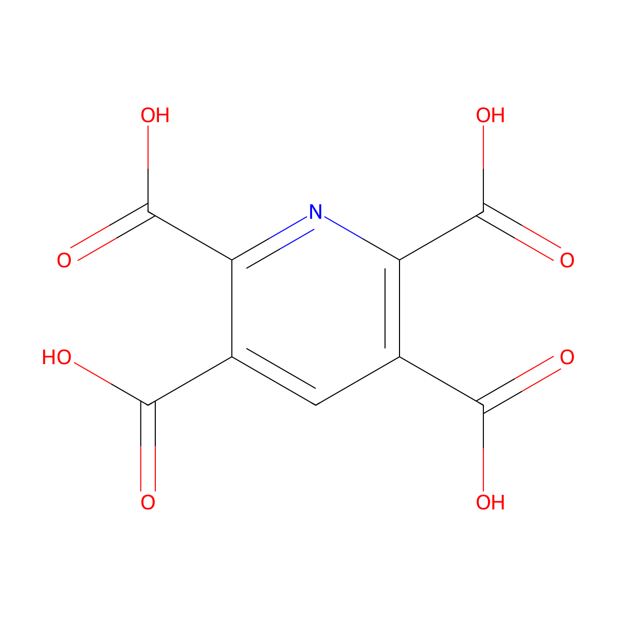 Pyridine-2,3,5,6-tetracarboxylic acid molecular structure, CAS 14660-50-5