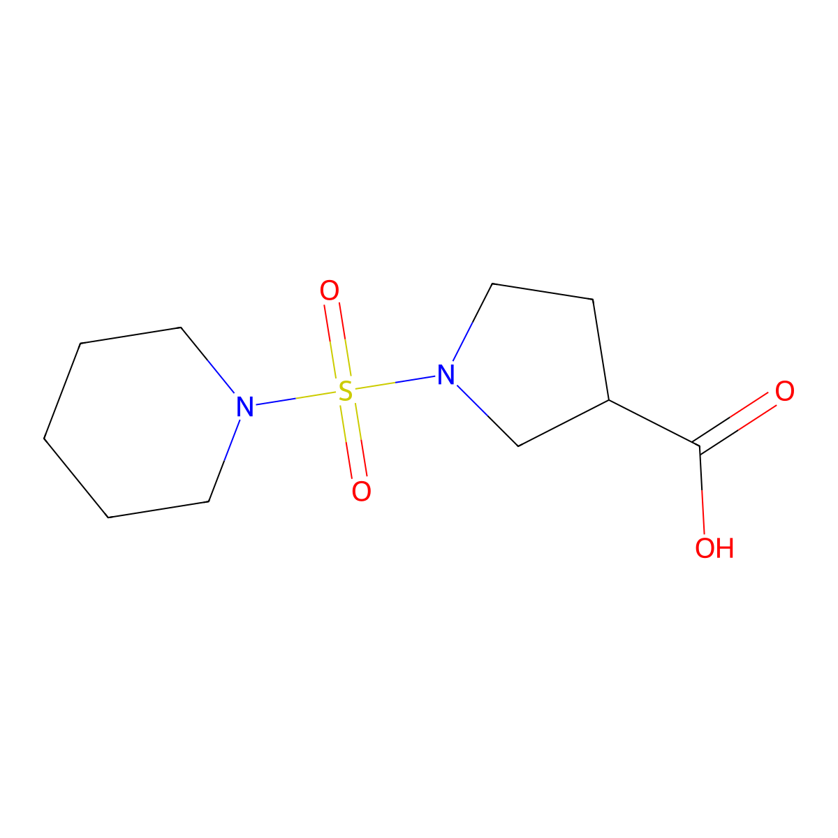1-(Piperidine-1-sulfonyl)pyrrolidine-3-carboxylic acid molecular structure, CAS 1466003-73-5